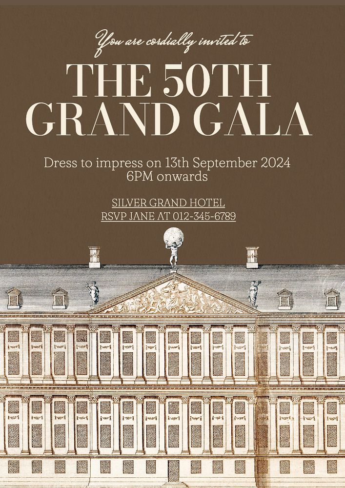 Gala night poster template, editable text and design