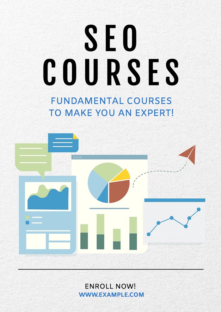 SEO courses poster template, editable text and design