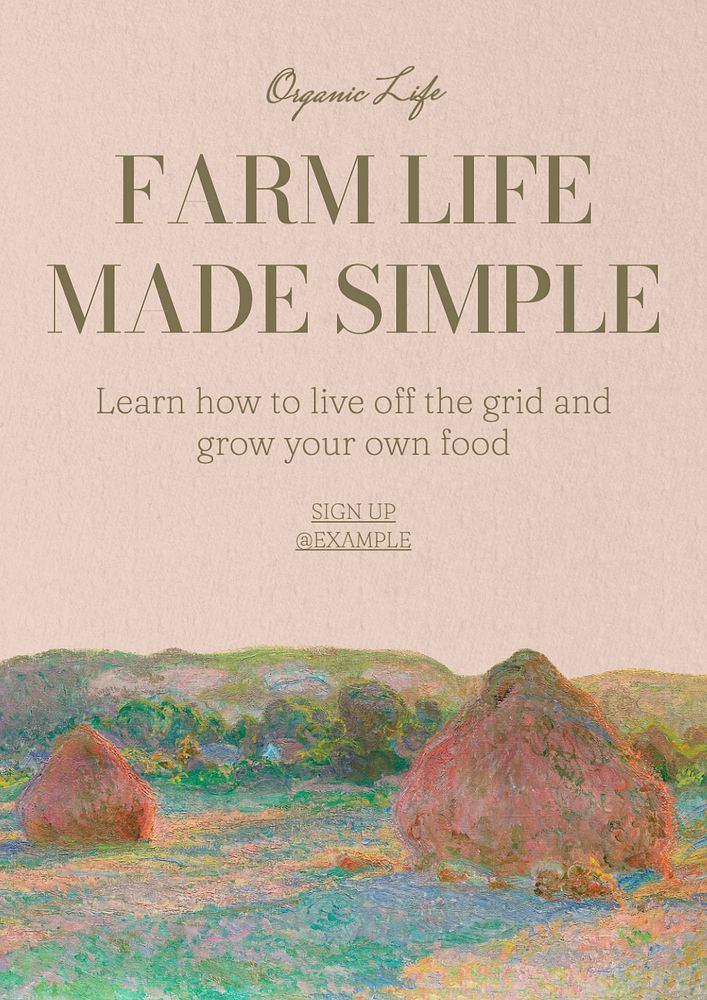 Farm life poster template, editable text and design