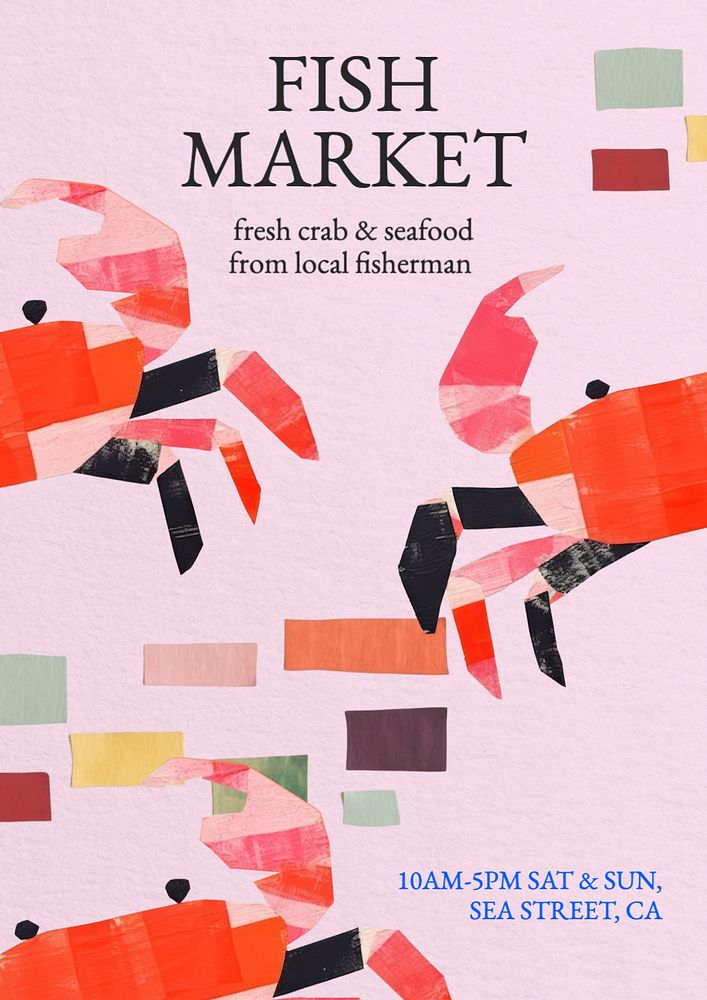 Fish market poster template, editable text and design