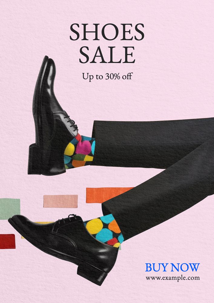 Shoes sale poster template, editable text and design