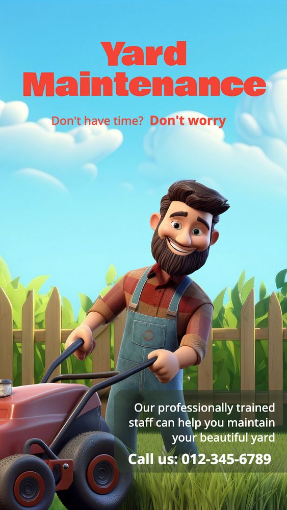 Yard maintenance  Instagram story template, editable text