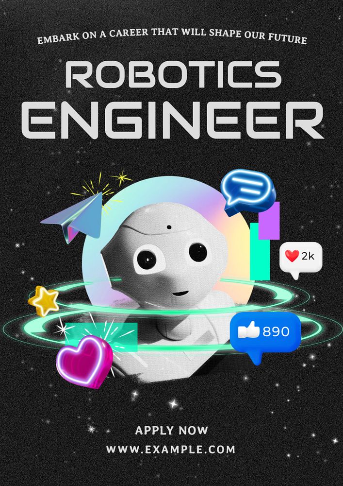 Robotics engineer poster template, editable text and design