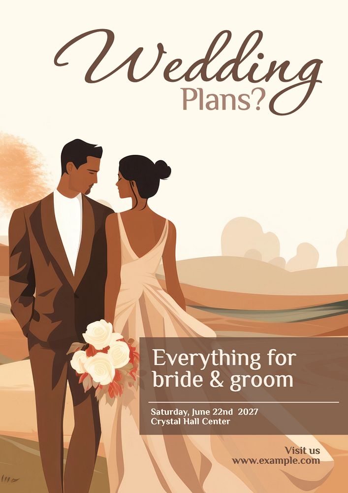 Wedding plans  poster template, editable text and design