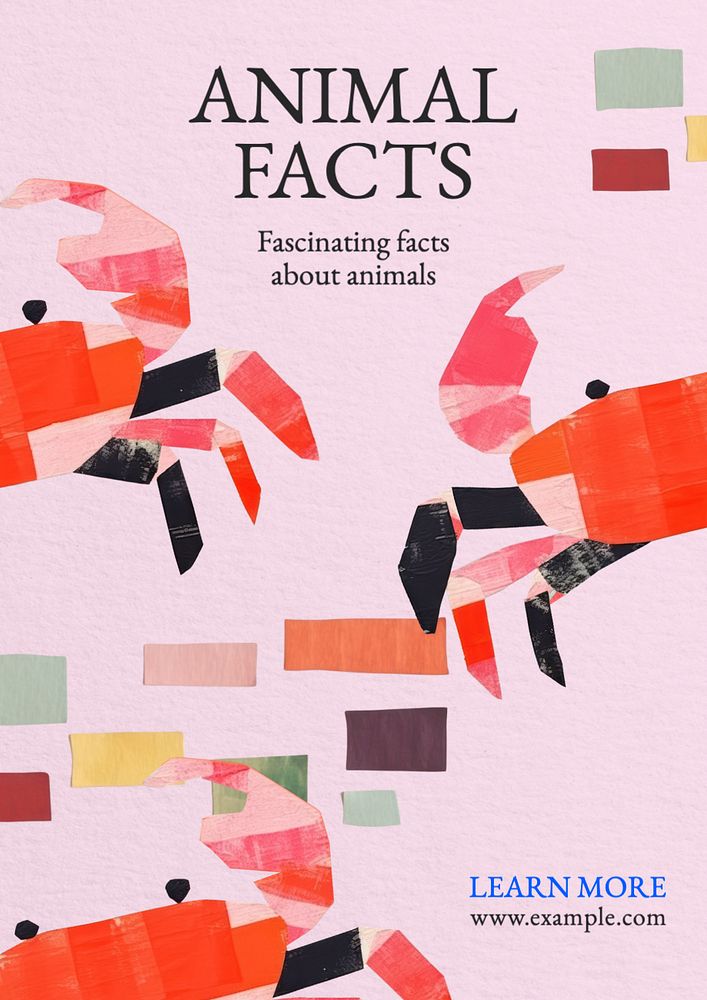 Animal facts poster template, editable text and design