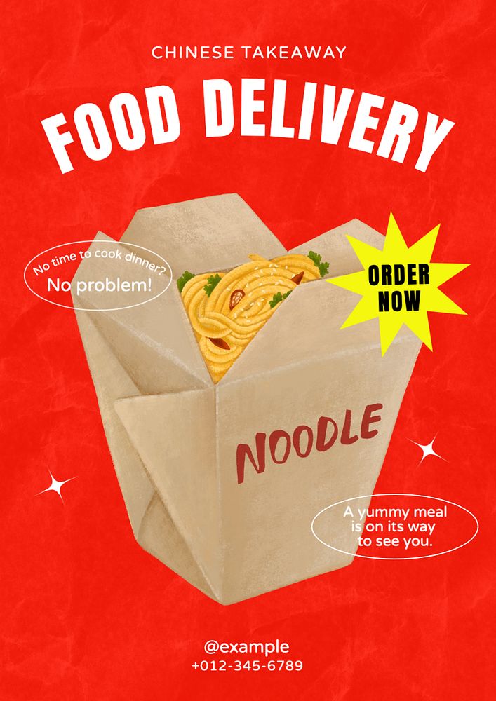 Food delivery poster template, editable text and design