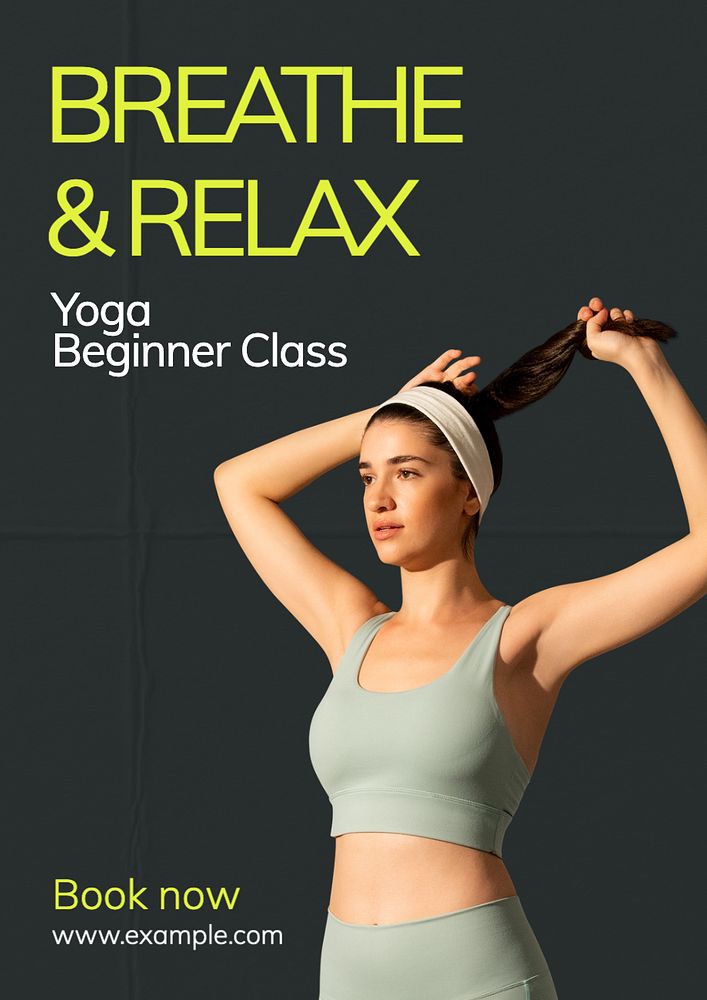 Breathe & relax, yoga poster template, editable text and design