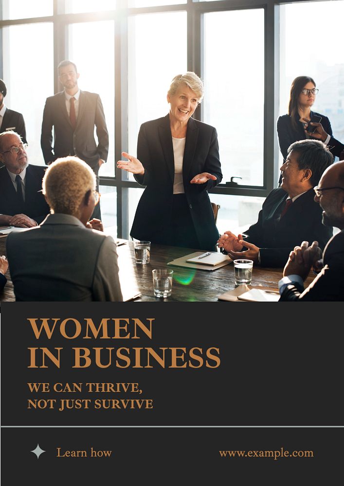 Women in business poster template, editable text and design