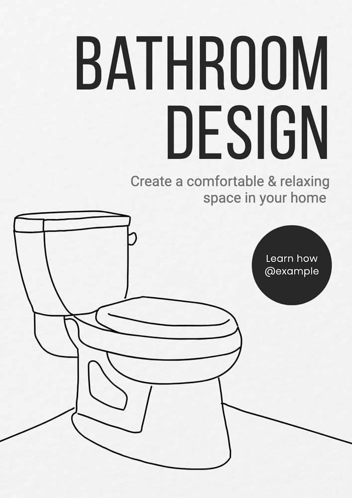 Bathroom design poster template, editable text and design