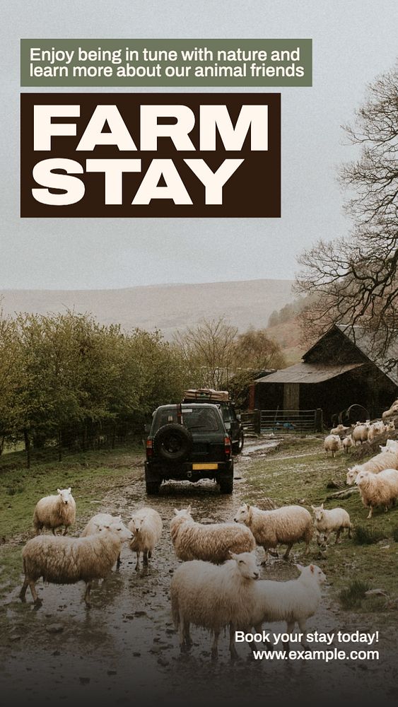 Farm stay Instagram story template, editable text