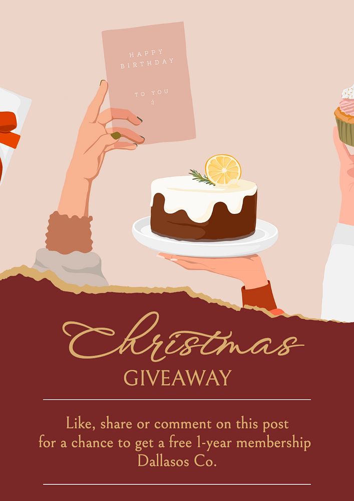 Christmas giveaway poster template, editable text and design