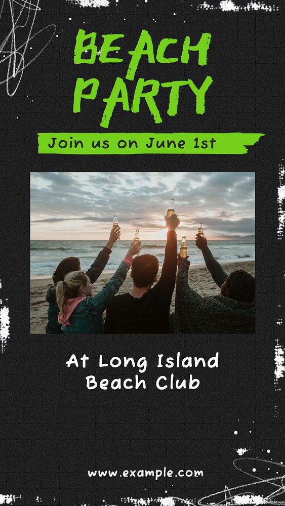 Beach party Instagram story template, editable text