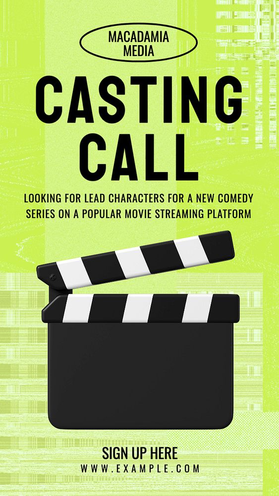 Casting call Instagram story template, editable text