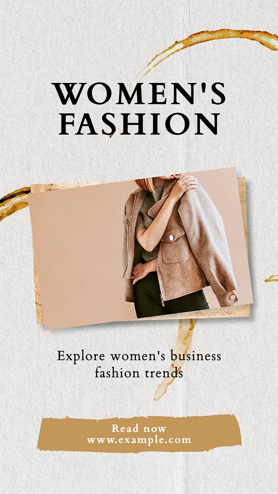 Women's business fashion Instagram story template, editable text