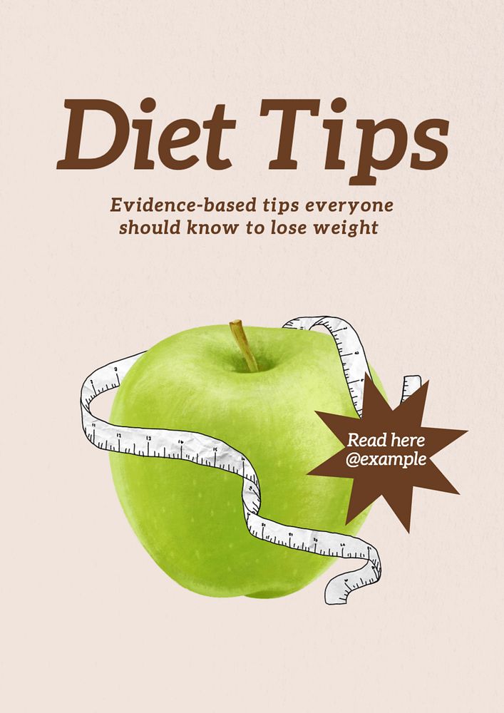 Diet tips poster template, editable text and design