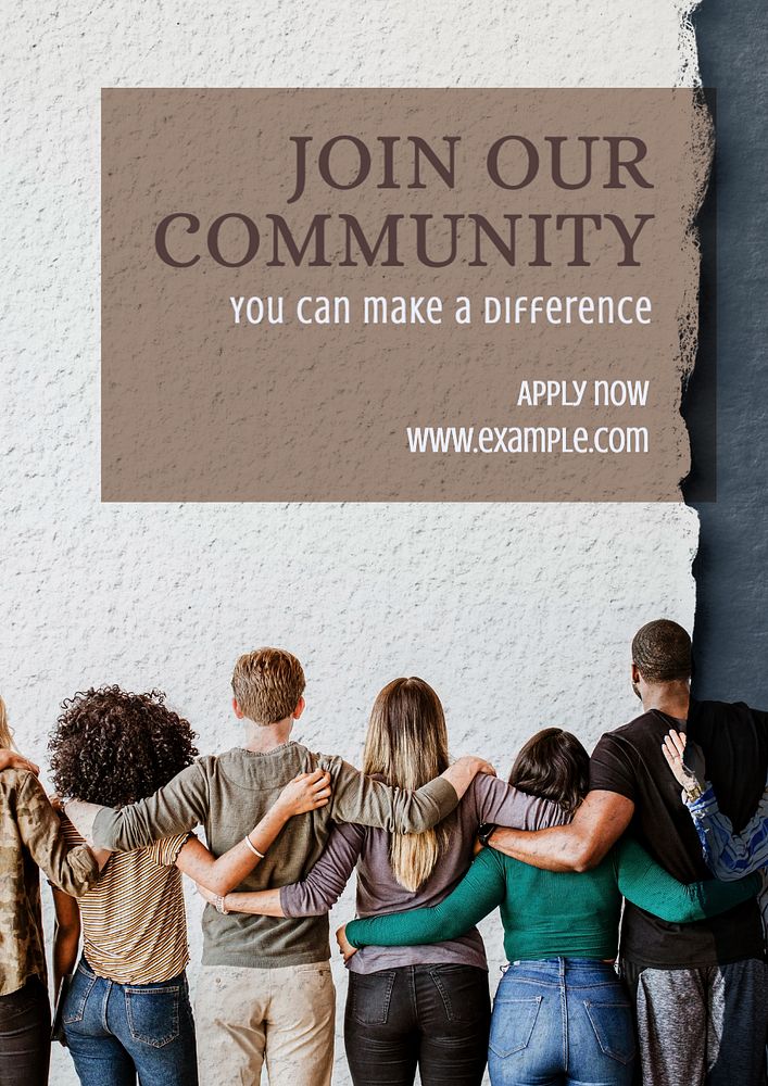 Join our community poster template, editable text and design