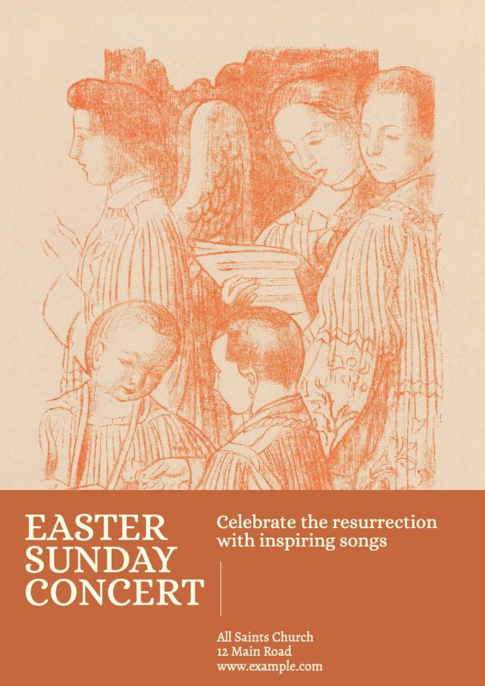 Easter Sunday concert poster template, editable text and design