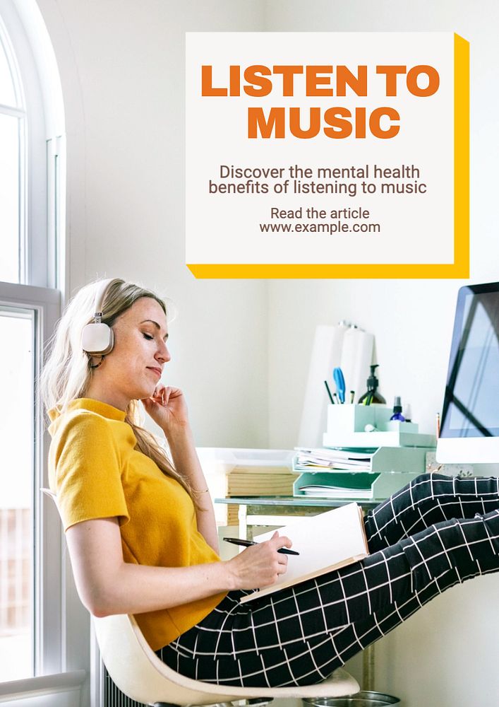 Music hobby poster template, editable text and design