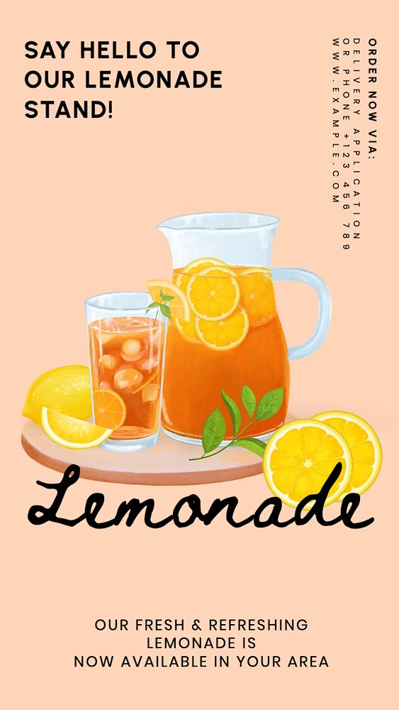 Lemonade Instagram story template, editable text