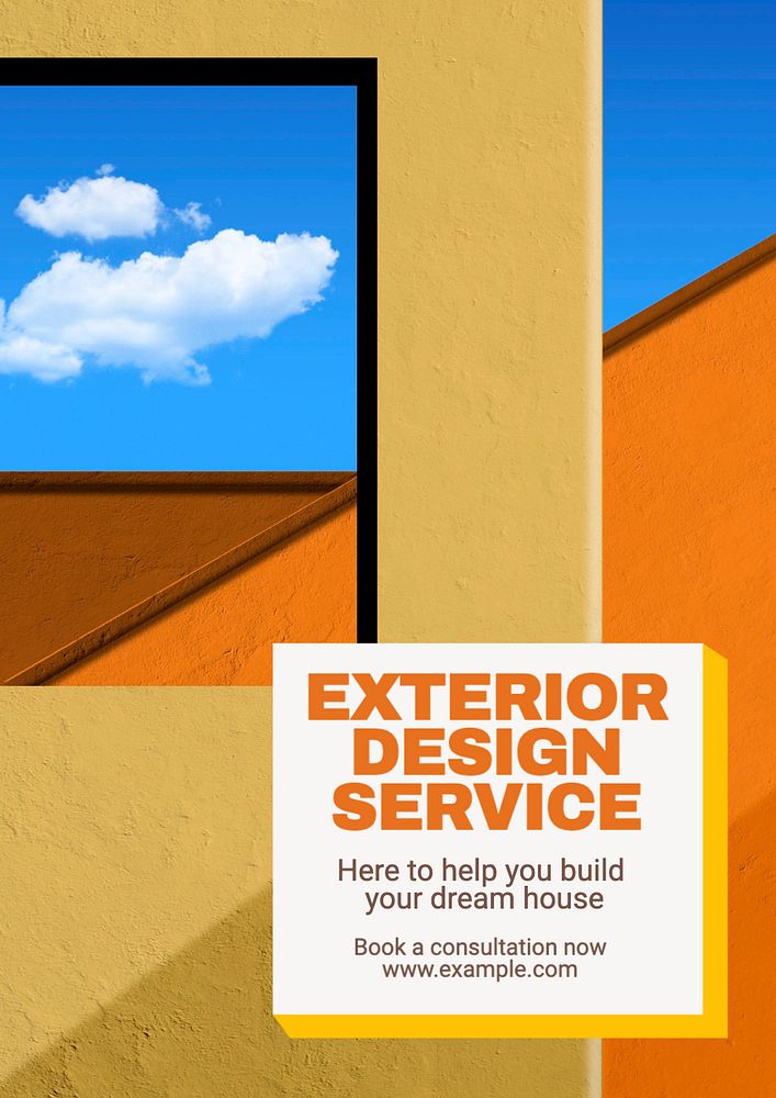 Exterior design service poster template, editable text and design