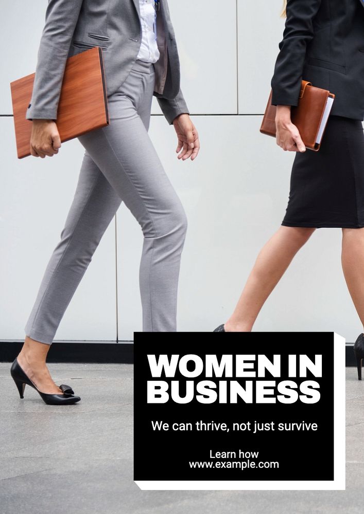 Women in business poster template, editable text and design