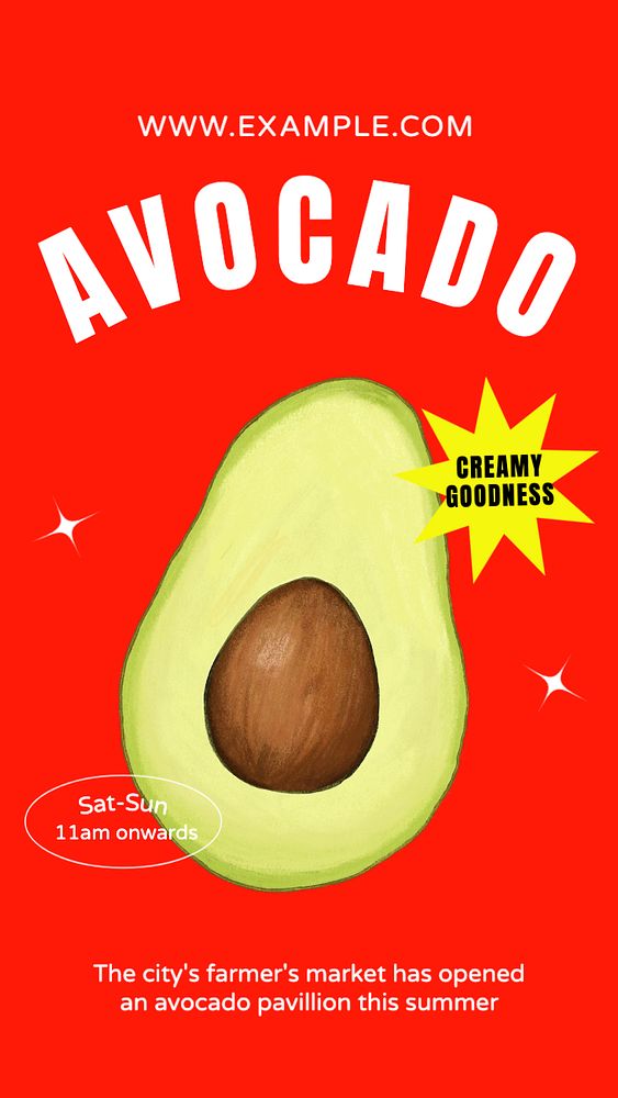 Avocado Instagram story template, editable text