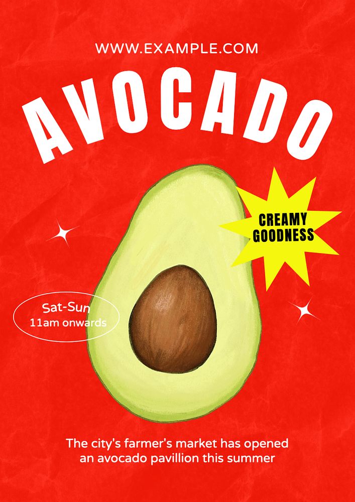 Avocado poster template, editable text and design