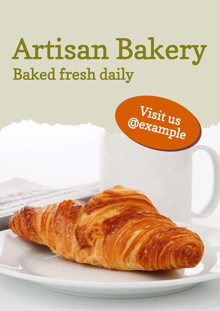 Artisan bakery poster template, editable text and design