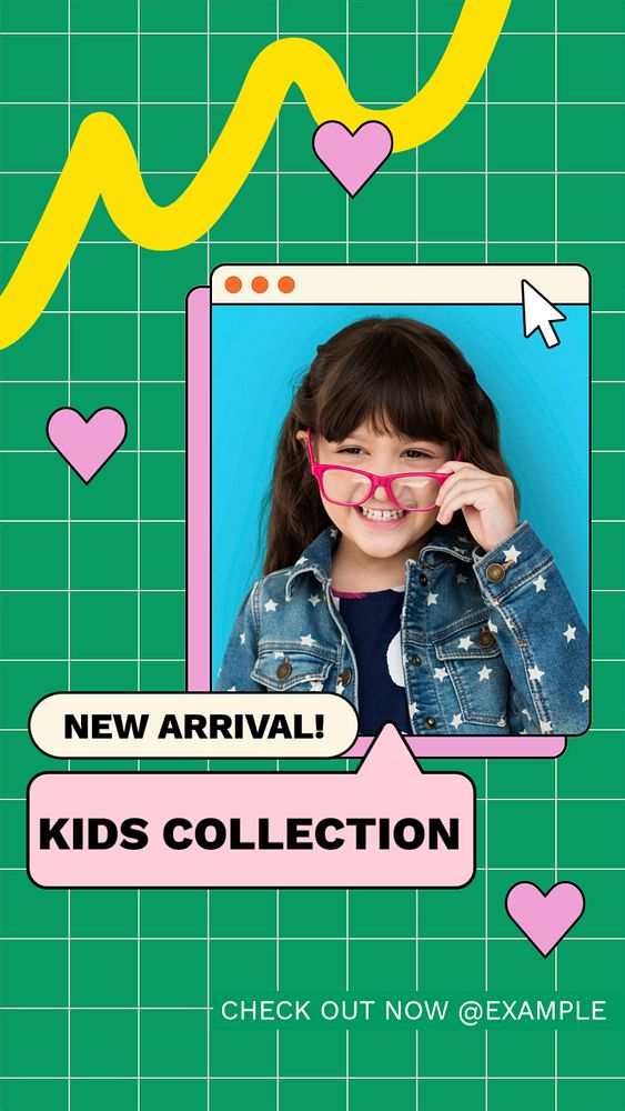 Kids collection Instagram story template, editable text