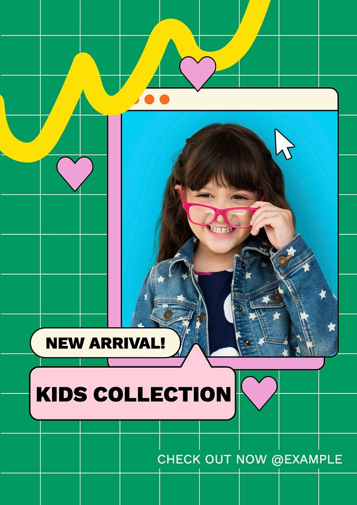 Kids collection poster template, editable text and design