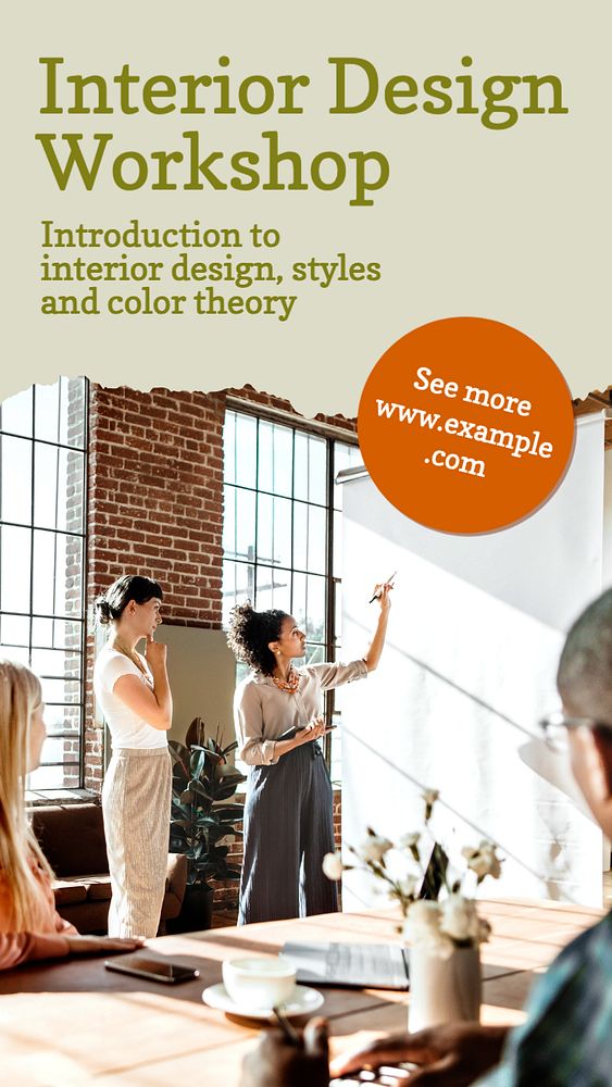 Interior design workshop Instagram story template, editable text