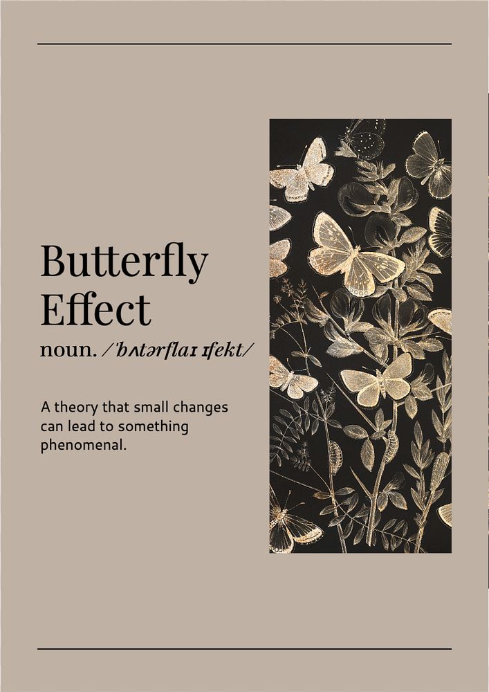 Butterfly effect poster template, editable text and design