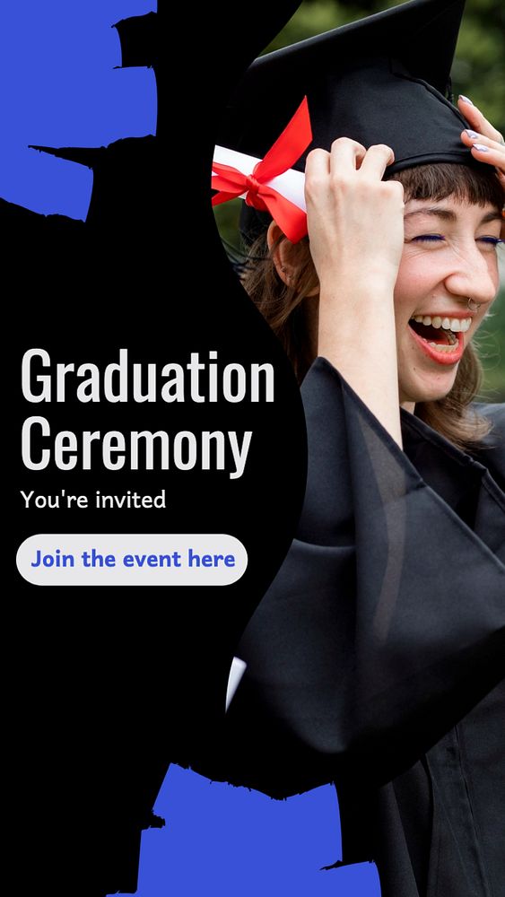 Graduation ceremony Instagram story template, editable text