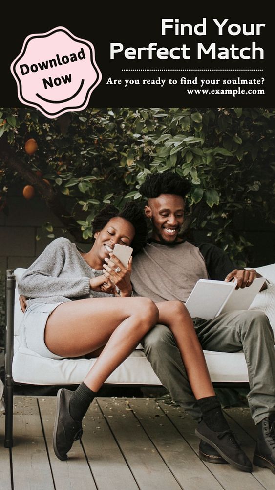 Dating app Instagram story template, editable text