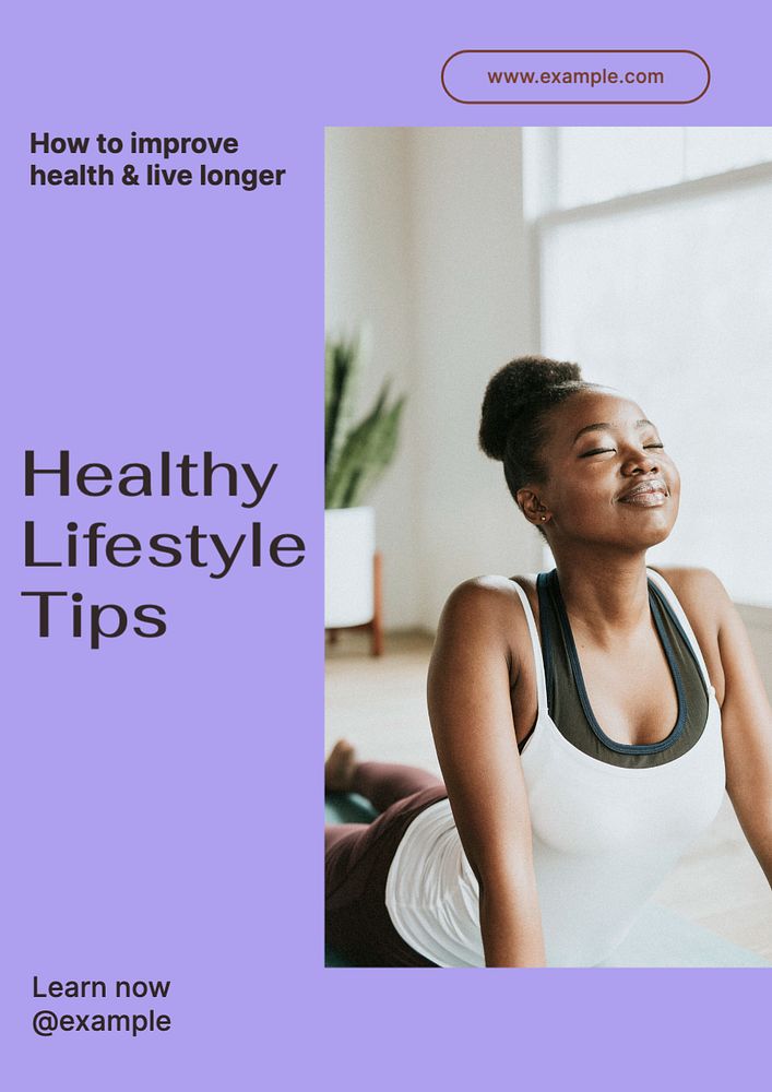 Healthy lifestyle tips poster template, editable text and design