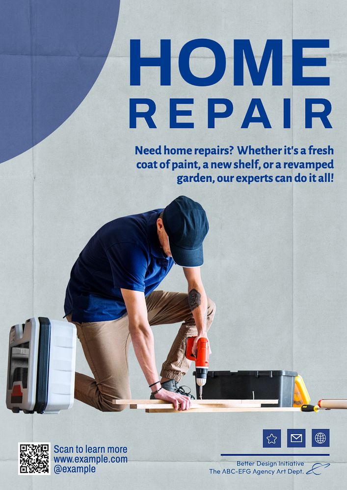 Home repair poster template, editable text and design