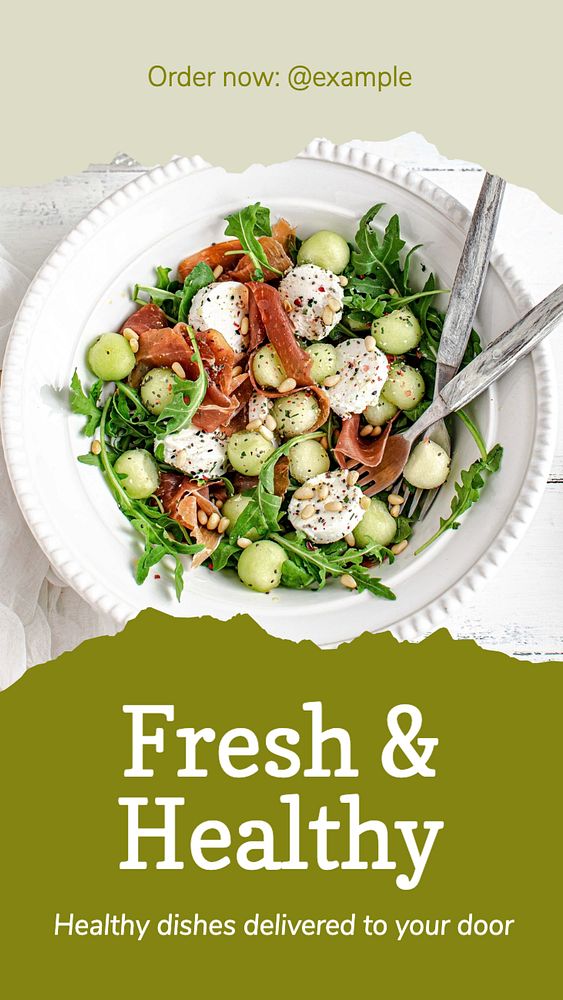 Fresh & healthy food Instagram story template, editable text