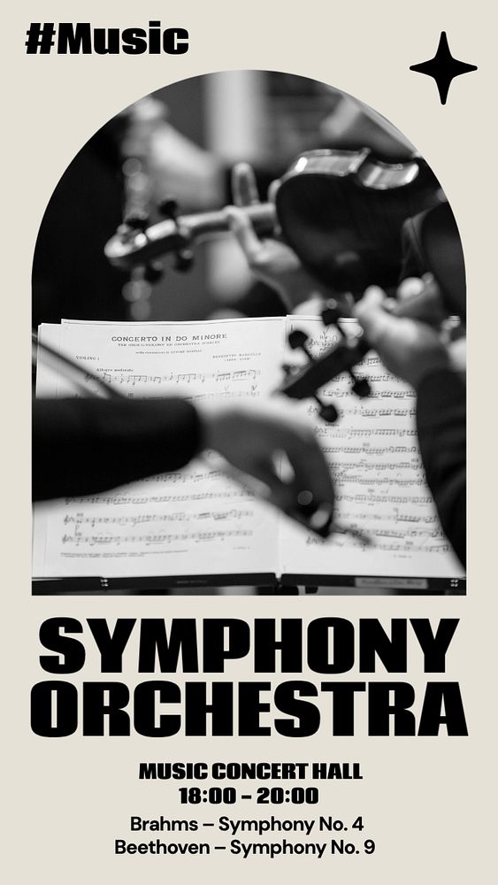 Orchestra concert Instagram story template, editable text