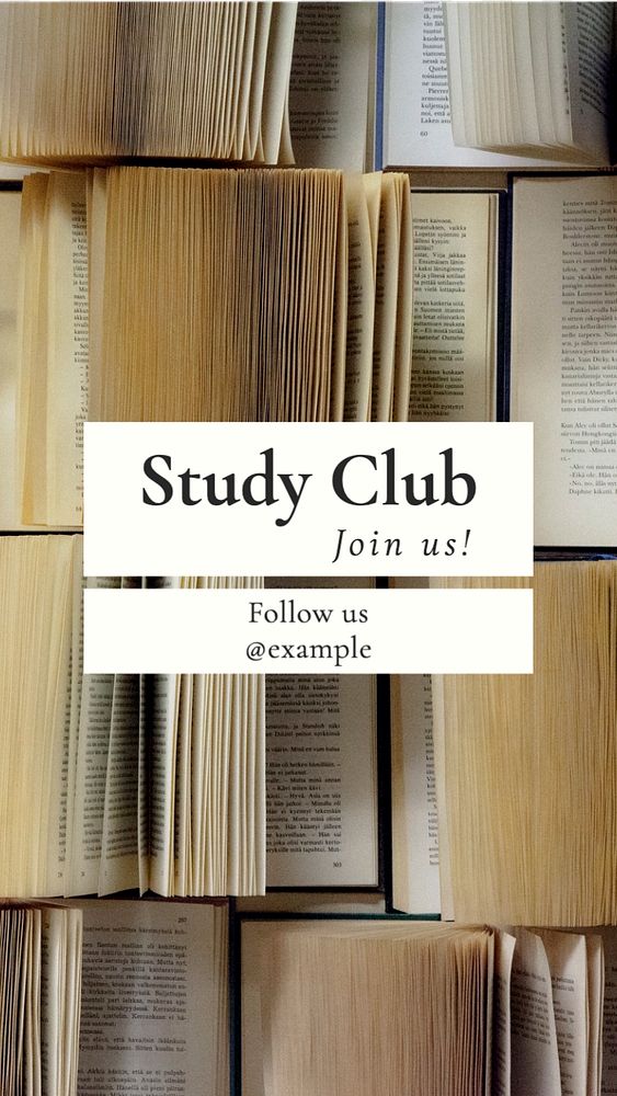 Study club Instagram story template, editable text