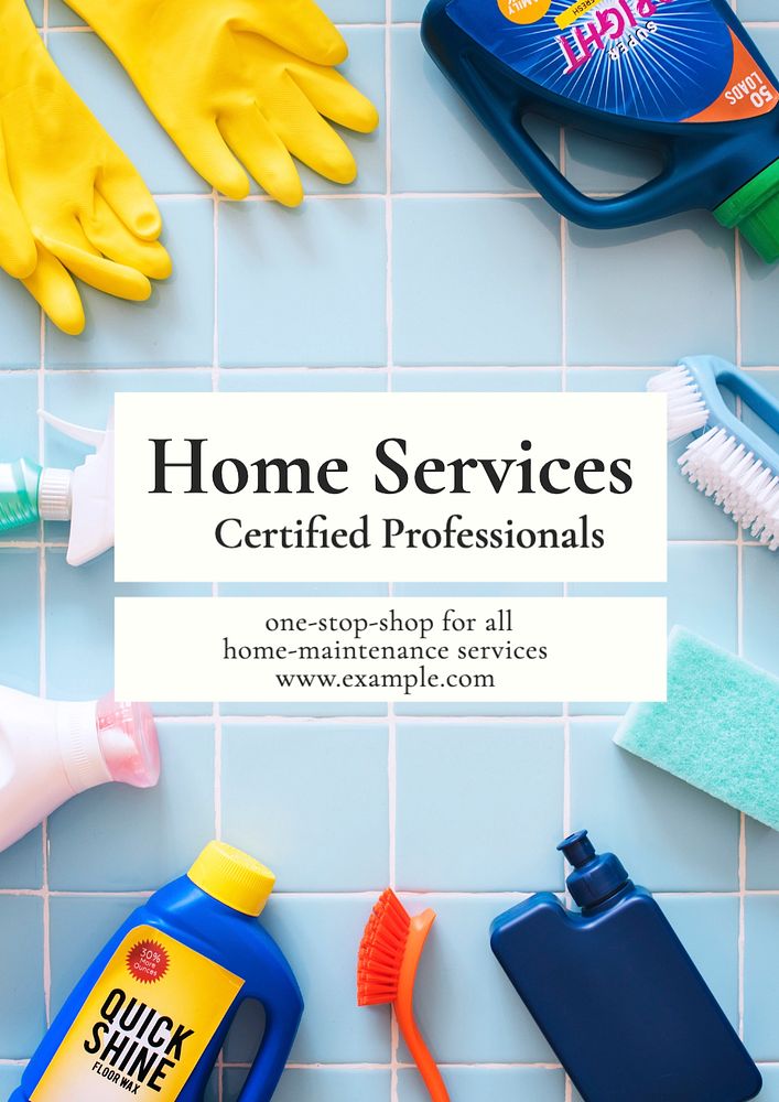 Home services poster template, editable text and design