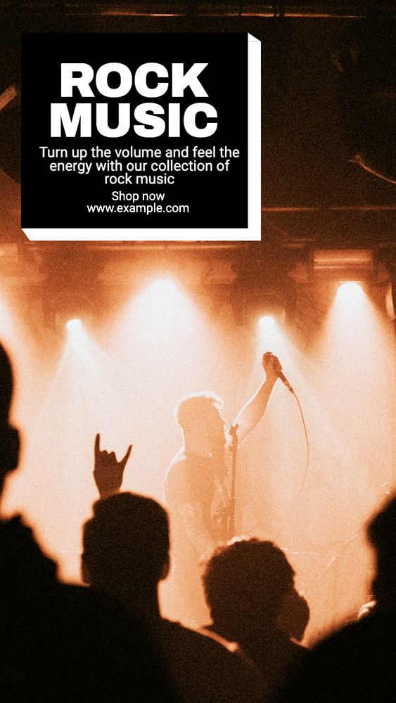 Rock music Instagram story template, editable text