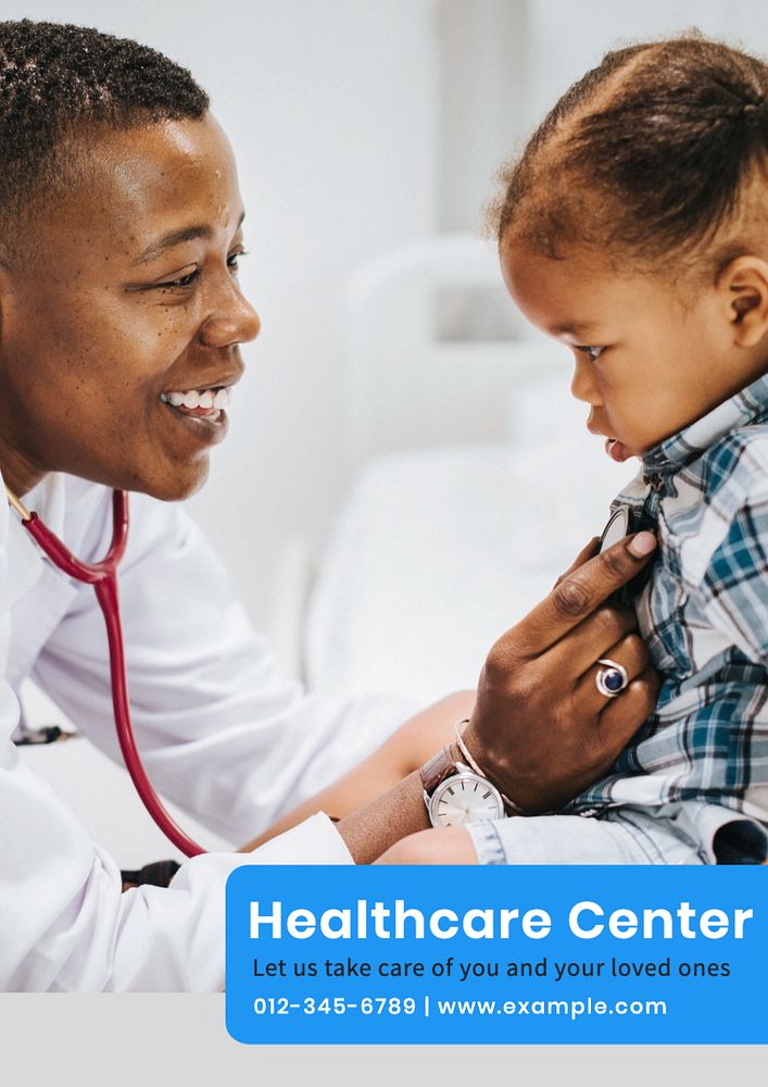 Healthcare center poster template, editable text and design