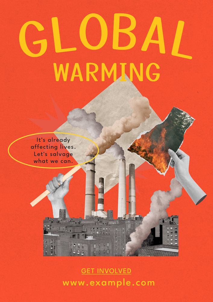 Global warming poster template, editable text and design