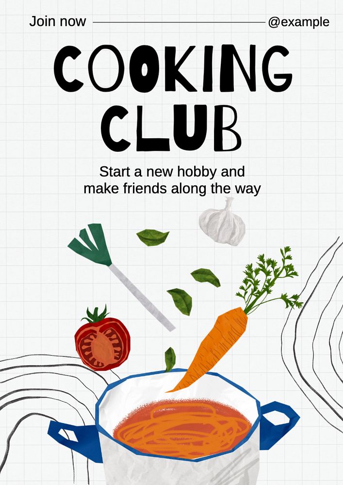 Cooking club poster template, editable text and design