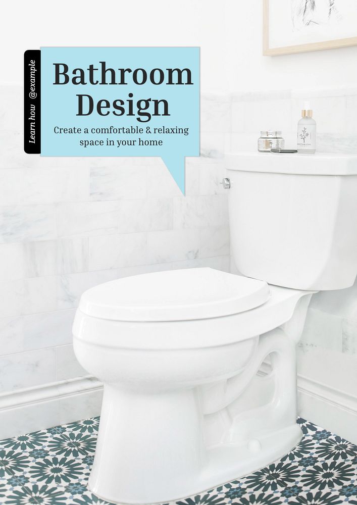 Bathroom design poster template, editable text and design