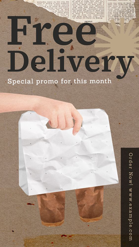 Free delivery Instagram story template, editable text