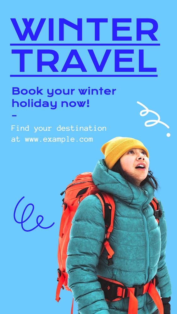 Winter travel Instagram story template, editable text