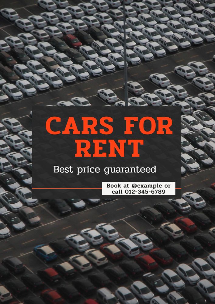 Car for rent poster template, editable text and design