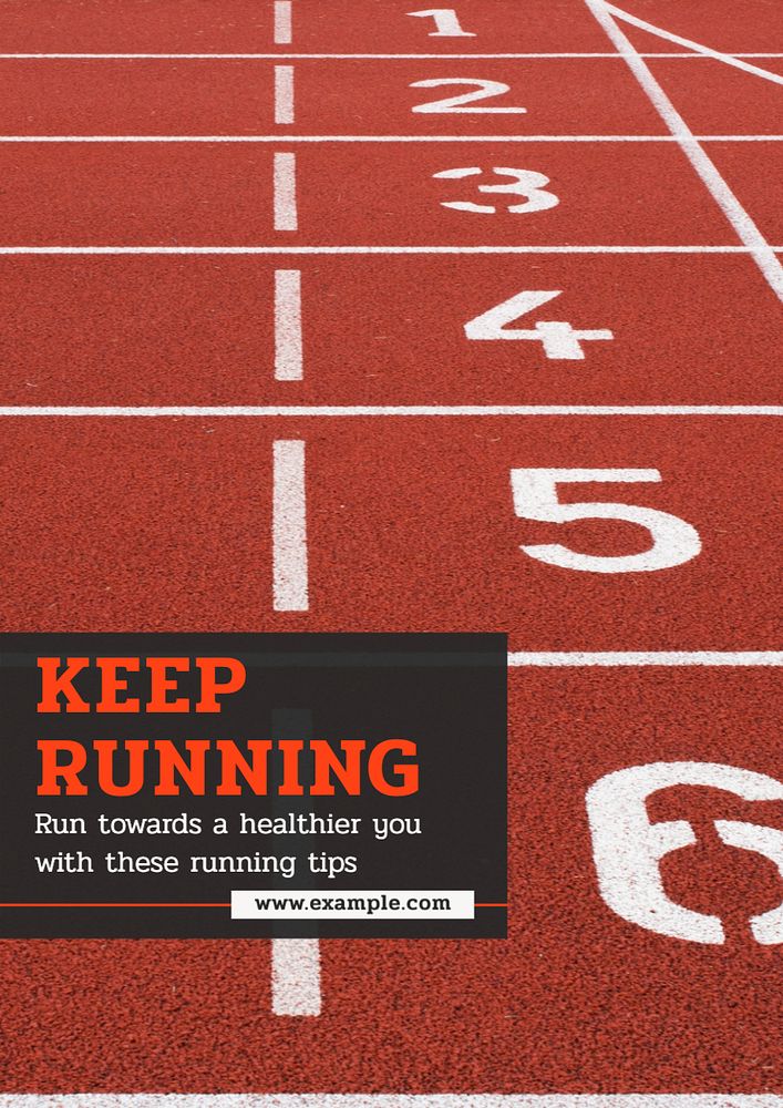 Keep running poster template, editable text and design