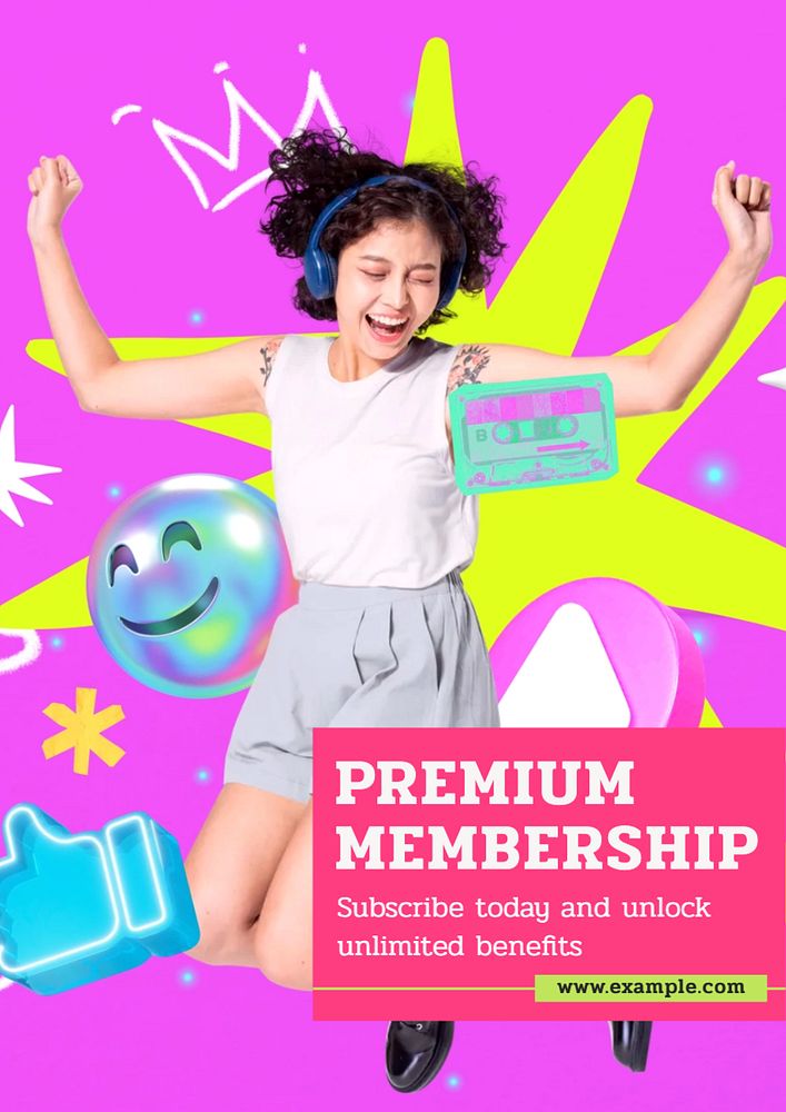 Premium membership poster template, editable text and design